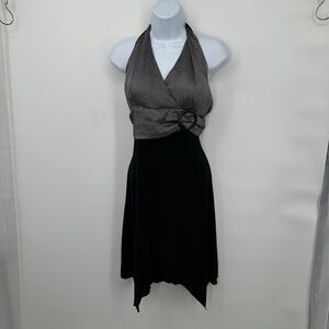 Y2K Womens Empire‎ Waist Dress Size 8 Tie Back Satin Bodice Art Deco Whimsigoth